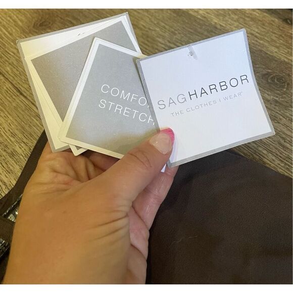 Sag Harbor Brown Comfort Stretch Dress Pants with Belt 16 New - Picture 3 of 6